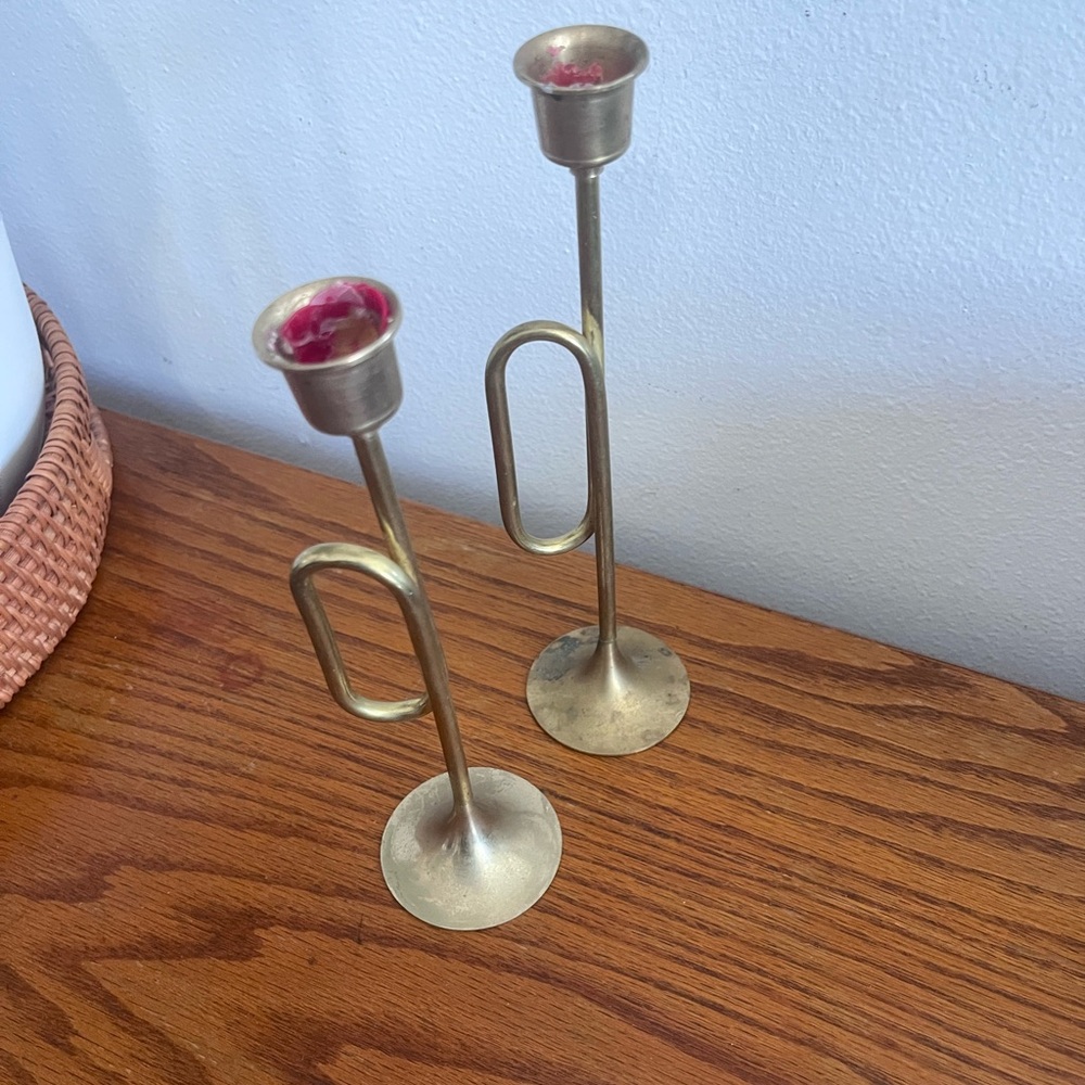 Elegant Brass trumpet Candle Holders